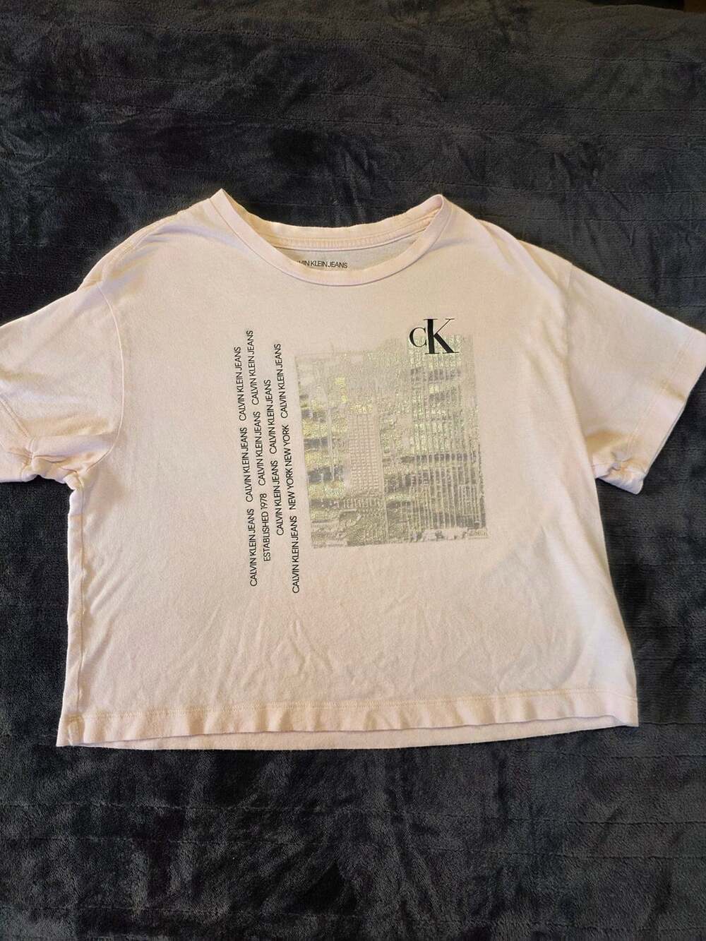 Y2K Calvin Klein Jeans Graphic Crop T-Shirt Pink